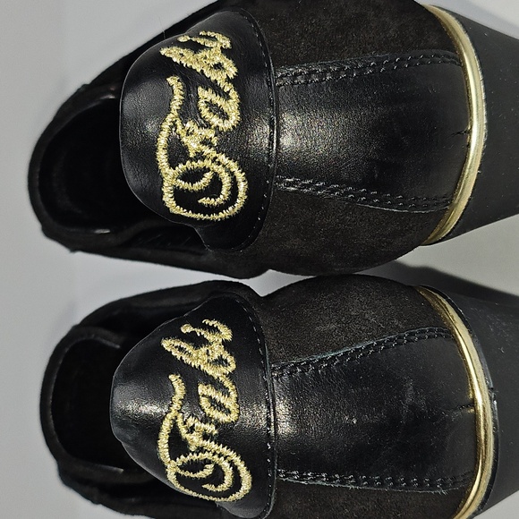 Fabi 8669 Italian Leather Suede Black & Gold Lace Up Wedge Sneaker Bootie - Picture 9 of 16